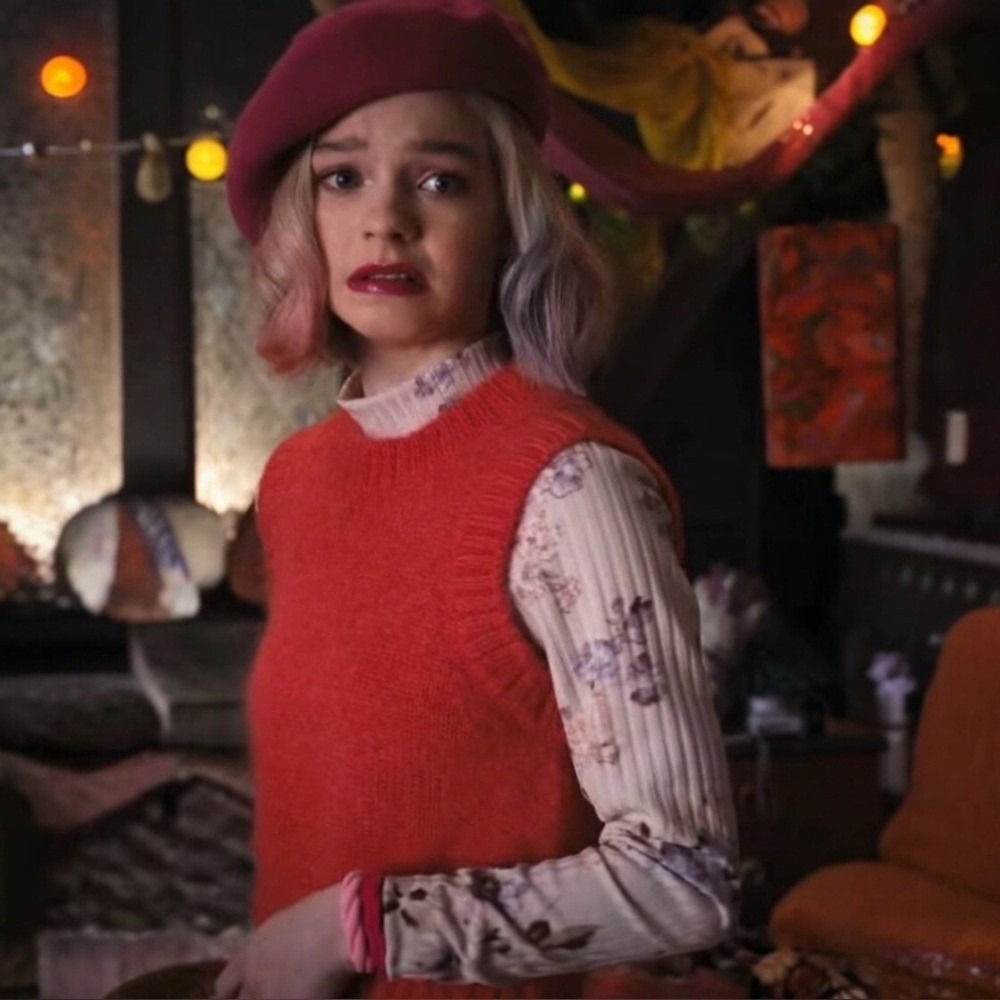 NWT COS Mohair / Wool Blend Sweater Vest Orange ASO Wednesday / Size XS